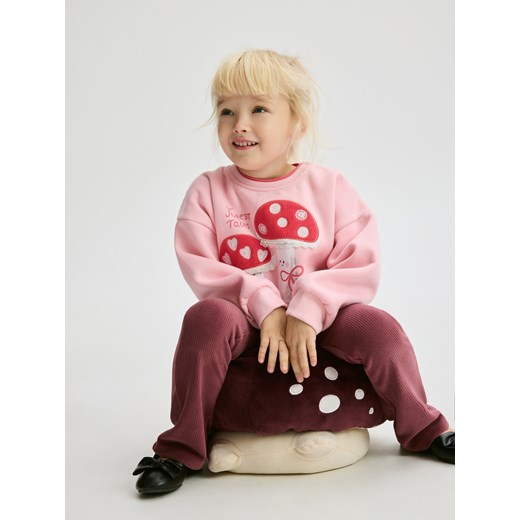 Reserved - Bluza z aplikacją - pastelowy róż Reserved 98 (2-3 lata) Reserved