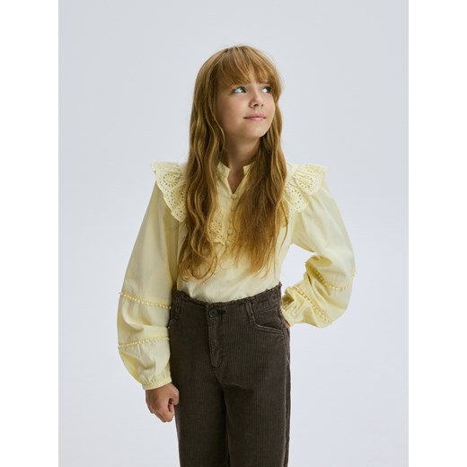 Reserved - Bluzka z kołnierzem - jasnożółty ze sklepu Reserved w kategorii Bluzki dziewczęce - zdjęcie 186491329