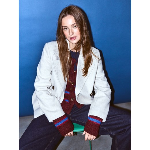 Reserved - Kurtka z dodatkiem wełny - beżowy ze sklepu Reserved w kategorii Kurtki damskie - zdjęcie 186491646