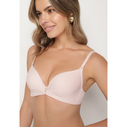 Różowy Biustonosz Ozdobiony Cyrkoniową Aplikacją Ezonlle ze sklepu born2be.pl w kategorii Biustonosze - zdjęcie 186491959