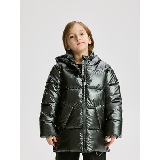 Reserved - Pikowana kurtka z połyskiem - ciemnoszary ze sklepu Reserved w kategorii Kurtki dziewczęce - zdjęcie 186493398