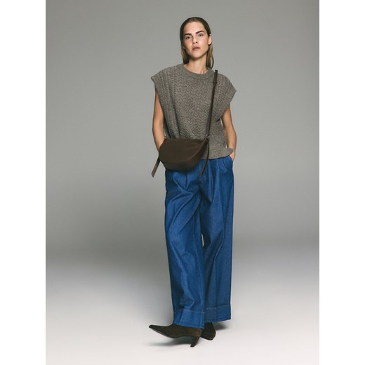 Reserved - Jeansy wide leg z zakładkami - niebieski ze sklepu Reserved w kategorii Jeansy damskie - zdjęcie 186493827