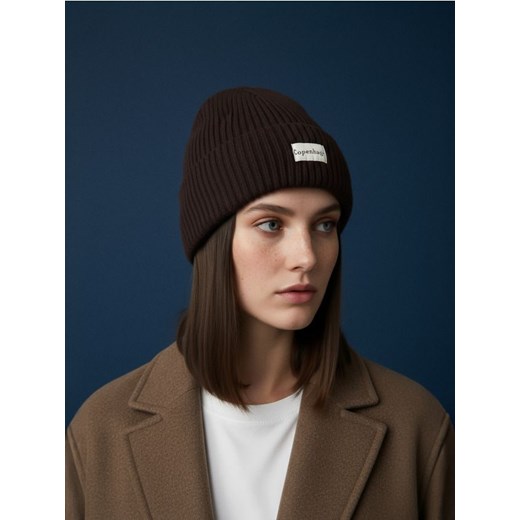 Sinsay - Prążkowana czapka beanie - brązowy ze sklepu Sinsay w kategorii Czapki zimowe damskie - zdjęcie 186495587