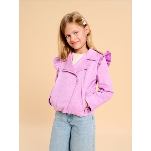 Sinsay - Kurtka ramoneska z imitacji zamszu - fioletowy ze sklepu Sinsay w kategorii Kurtki dziewczęce - zdjęcie 186495626