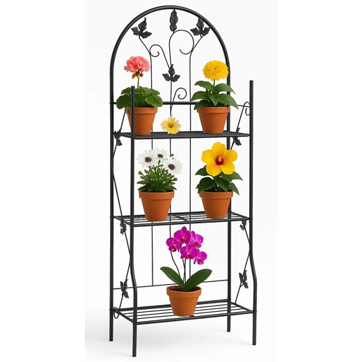 Żelazny Regał Czarny Na Kwiaty N2-L27 ze sklepu Edinos.pl w kategorii Donice i kwietniki ogrodowe - zdjęcie 186495657