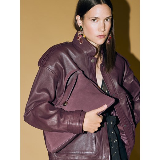 Reserved - Zamszowa torebka na ramię - mahoniowy ze sklepu Reserved w kategorii Torby Shopper bag - zdjęcie 186496689