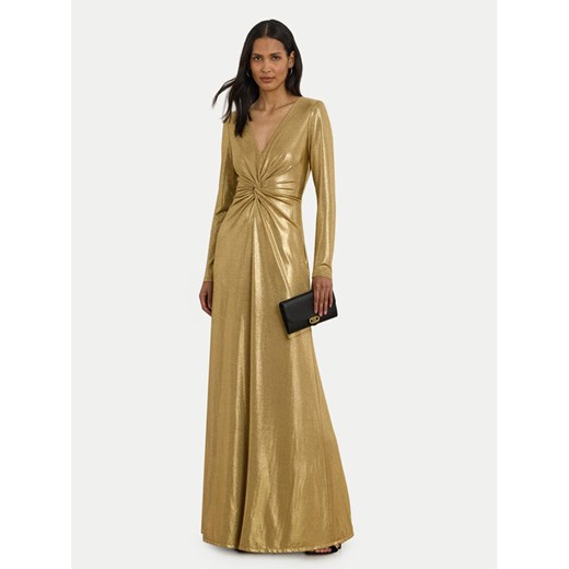 LAUREN RALPH LAUREN Sukienka wieczorowa 253979967001 Złoty Slim Fit ze sklepu MODIVO w kategorii Sukienki - zdjęcie 186498648