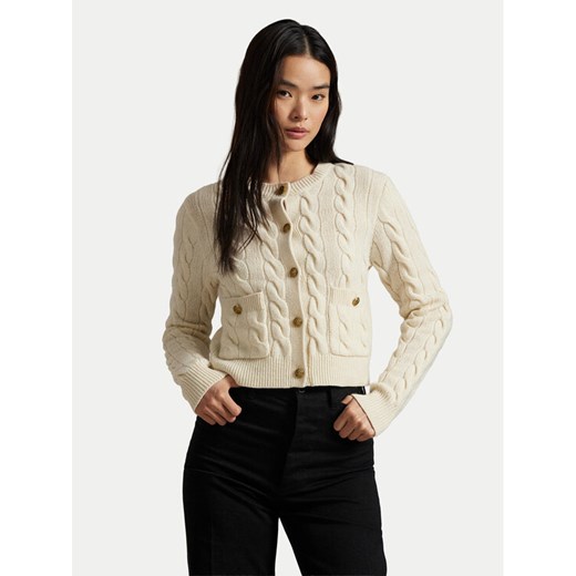 Polo Ralph Lauren Kardigan 211978312500 Écru Regular Fit ze sklepu MODIVO w kategorii Swetry damskie - zdjęcie 186498685