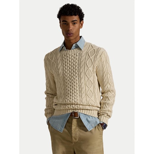 Polo Ralph Lauren Sweter 710917054003 Beżowy Regular Fit ze sklepu MODIVO w kategorii Swetry męskie - zdjęcie 186498699