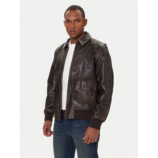 Levi's® Kurtka skórzana Clayton 003AU-0000 Brązowy Regular Fit ze sklepu MODIVO w kategorii Kurtki męskie - zdjęcie 186498778