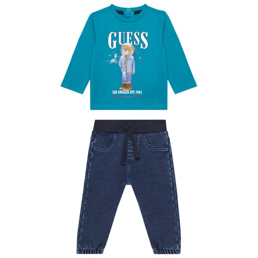 Guess Komplet bluzka i spodnie I5BG13 I3Z14 Niebieski Regular Fit ze sklepu MODIVO w kategorii Komplety chłopięce - zdjęcie 186498799