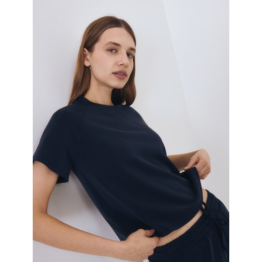 Reserved - T-shirt regular z dodatkiem modalu - granatowy Reserved L okazja Reserved