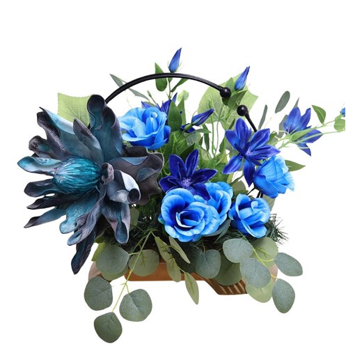 Duży stroik Niebieskie kwiaty KOMP145 M600 ze sklepu Pantofelek24.pl w kategorii Dekoracje - zdjęcie 186500658