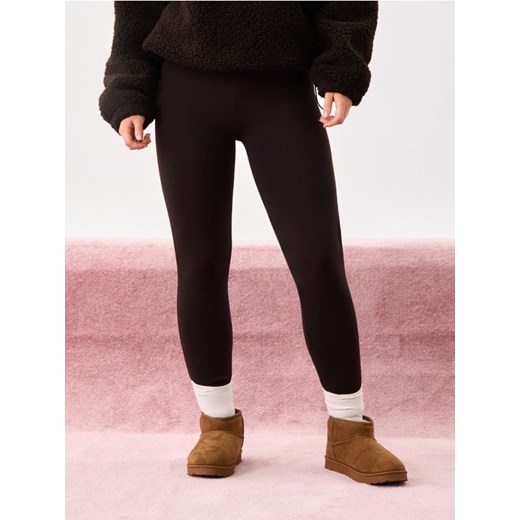 Sinsay - Legginsy z futerkowym ociepleniem w środku - brązowy Sinsay XL Sinsay