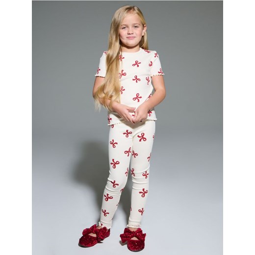 Sinsay - Prążkowane legginsy ze wzorem w kokardy - wielobarwny ze sklepu Sinsay w kategorii Spodnie dziewczęce - zdjęcie 186502705