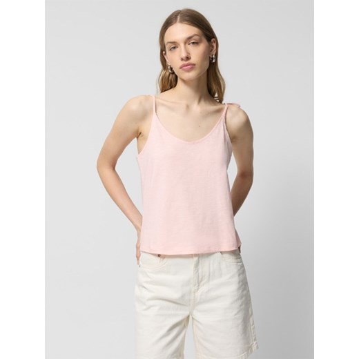 Damski top gładki Outhorn OTHWSS24TSLEF087 - różowy ze sklepu Sportstylestory.com w kategorii Bluzki damskie - zdjęcie 186502996