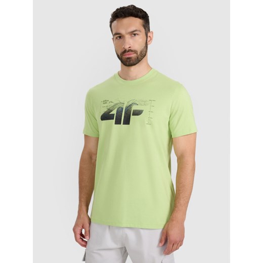 Męski t-shirt z nadrukiem 4F 4FWAW25TTSHM2359 - zielony ze sklepu Sportstylestory.com w kategorii T-shirty męskie - zdjęcie 186503246