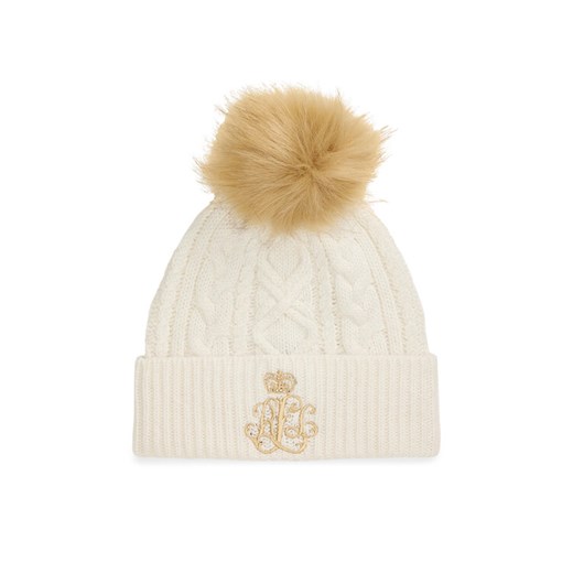 Czapka LAUREN RALPH LAUREN 454P04466001 Écru ze sklepu eobuwie.pl w kategorii Czapki zimowe damskie - zdjęcie 186504057