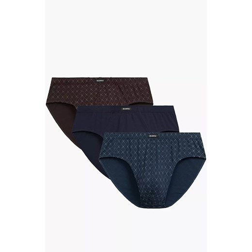 3-pack slipy męskie Classic 3MP-205-GRAJ/GRA/BRA, Kolor brązowo-granatowy, Rozmiar L, ATLANTIC ze sklepu Primodo w kategorii Majtki męskie - zdjęcie 186505608