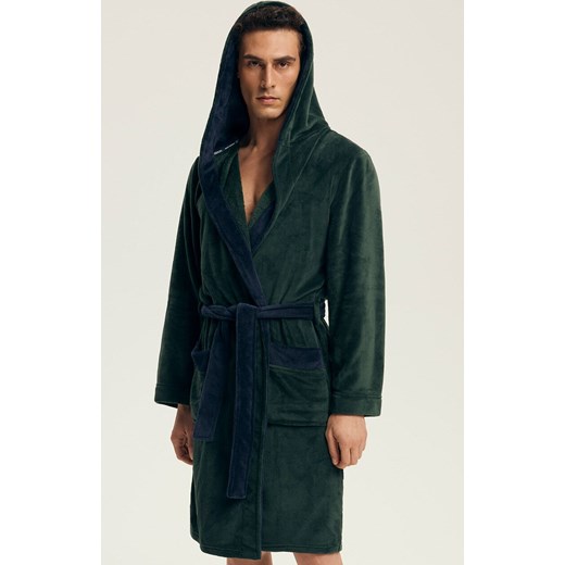 Henderson szlafrok męski z kapturem Natch 43377-77X, Kolor zielony, Rozmiar 2XL, Henderson ze sklepu Primodo w kategorii Szlafroki męskie - zdjęcie 186505947