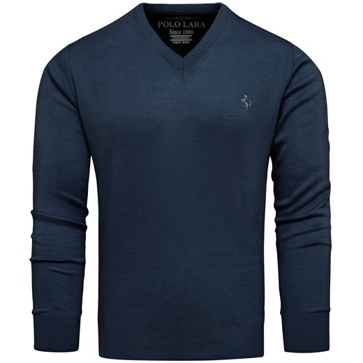 Sweter męski w serek kolor jeans Recea ze sklepu Recea.pl w kategorii Swetry męskie - zdjęcie 186506247