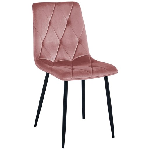 Różowe tapicerowane krzesło welurowe z czarnymi nogami H1-A09 ze sklepu Edinos.pl w kategorii Krzesła - zdjęcie 186506447