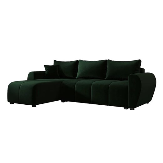 Ciemnozielony rozkładany narożnik L welurowy A8-N45 - id: 53259 - marki Elior - 186506478 Ciemnozielony rozkładany narożnik L welurowy A8-N45 ze sklepu Edinos.pl w kategorii Narożniki - zdjęcie 186506478