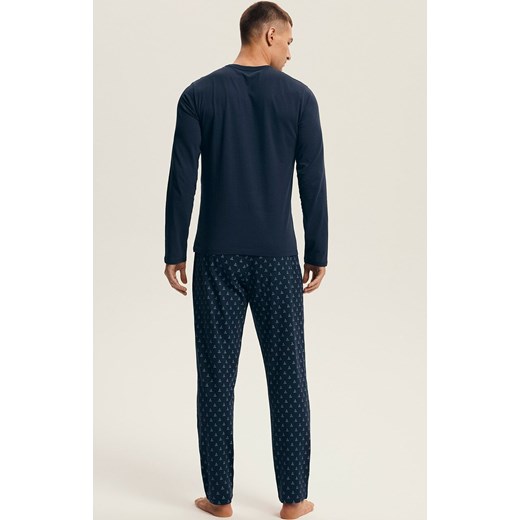 Henderson długa piżama męska Lush 43478-59X, Kolor granatowy-wzór, Rozmiar 2XL, Henderson ze sklepu Intymna w kategorii Piżamy męskie - zdjęcie 186506776