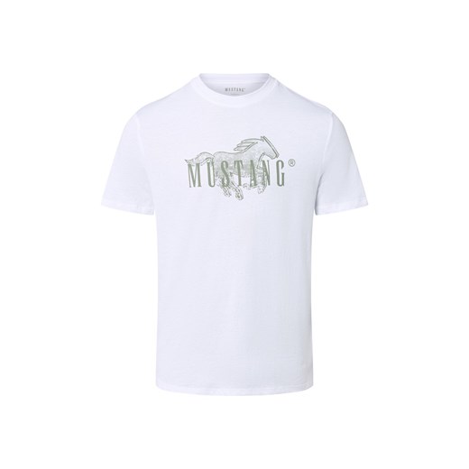 Mustang Koszulka męska - Austin Mężczyźni Bawełna biały nadruk ze sklepu vangraaf w kategorii T-shirty męskie - zdjęcie 186508309