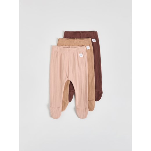 Reserved - Bawełniane legginsy 3 pack - brązowy ze sklepu Reserved w kategorii Spodnie i półśpiochy - zdjęcie 186510249