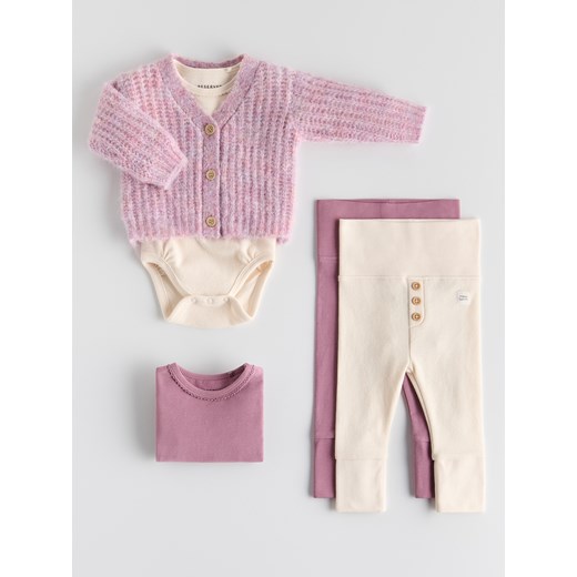 Reserved - Bawełniane legginsy 2 pack - jasnofioletowy Reserved 74 (6-9 m.) Reserved