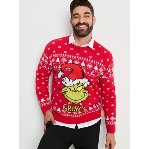 Sinsay - Sweter ze świątecznym motywem Grinch - czerwony ze sklepu Sinsay w kategorii Swetry męskie - zdjęcie 186511128