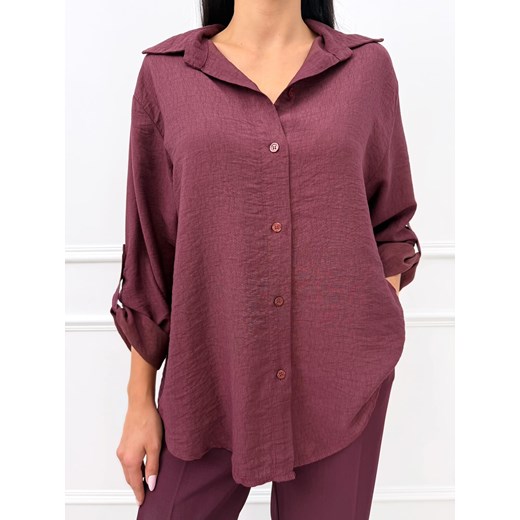 Bordowa Wiskozowa Koszula ze sklepu ModnaKiecka.pl w kategorii Koszule damskie - zdjęcie 186511488