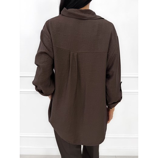Czekoladowa Wiskozowa Koszula Modnakiecka.pl 44 ModnaKiecka.pl