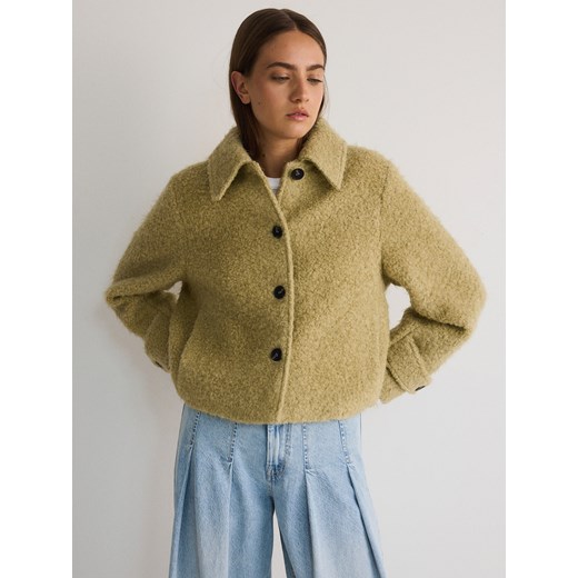 Reserved - Krótka kurtka z wełną - zielony Reserved L wyprzedaż Reserved