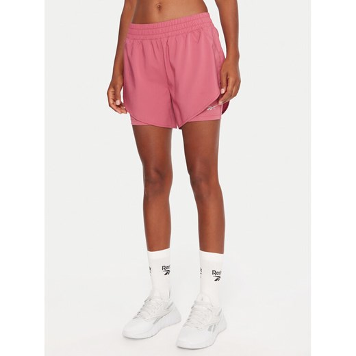 Reebok Szorty sportowe RK25186CCW Różowy Slim Fit ze sklepu MODIVO w kategorii Szorty - zdjęcie 186521498