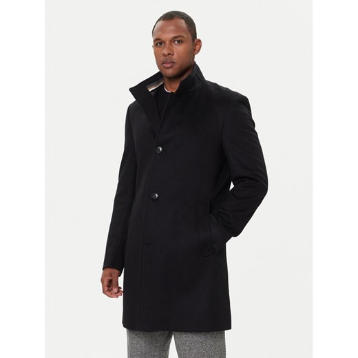 BOSS Płaszcz wełniany H-Hyde 50551078 Czarny Slim Fit ze sklepu MODIVO w kategorii Płaszcze męskie - zdjęcie 186521556