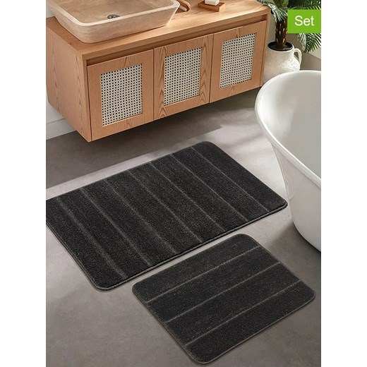 Colourful Cotton Dywaniki łazienkowe (2 szt.) &quot;Yeni Cizgili&quot; w kolorze antracytowym ze sklepu Limango Polska w kategorii Akcesoria łazienkowe - zdjęcie 186526906