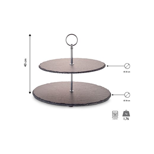 Echtwerk Etażerka w kolorze srebrno-czarnym - wys. 40 cm Echtwerk onesize okazja Limango Polska