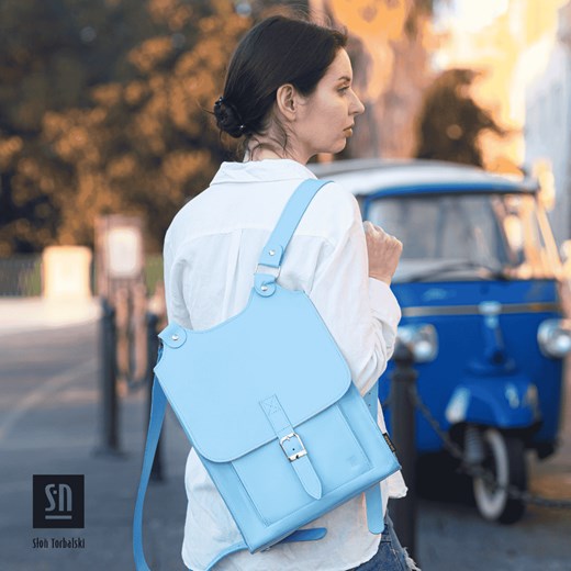 niebieski plecak skórzany Karol ze sklepu Słoń Torbalski w kategorii Plecaki - zdjęcie 186527796