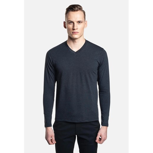 BLUZA CERDA Z DEKOLTEM TYPU SEREK CZERŃ ze sklepu Recman w kategorii Bluzy męskie - zdjęcie 186527976