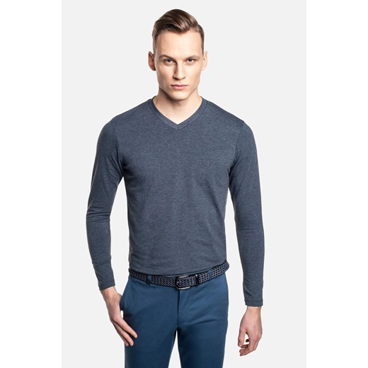 BLUZA CERDA Z DEKOLTEM TYPU SEREK GRANAT ze sklepu Recman w kategorii Bluzy męskie - zdjęcie 186527979