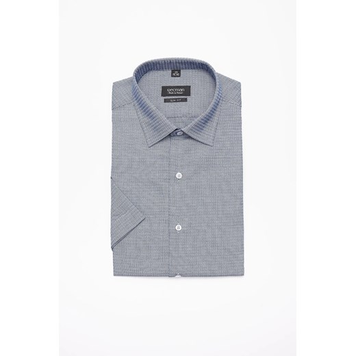 KOSZULA CORSINI 3022 KRÓTKI RĘKAW SLIM FIT GRANAT ze sklepu Recman w kategorii Koszule męskie - zdjęcie 186528016