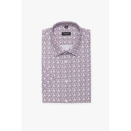 KOSZULA COLINE 3099T KRÓTKI RĘKAW SLIM FIT BORDO ze sklepu Recman w kategorii Koszule męskie - zdjęcie 186529047