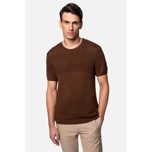T SHIRT PERRET BRĄZOWY ze sklepu Recman w kategorii T-shirty męskie - zdjęcie 186530805
