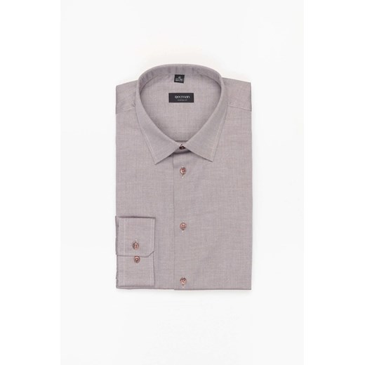 KOSZULA CORSINI 3238T DŁUGI RĘKAW CUSTOM FIT BRĄZOWA Z BAWEŁNY ze sklepu Recman w kategorii Koszule męskie - zdjęcie 186531076