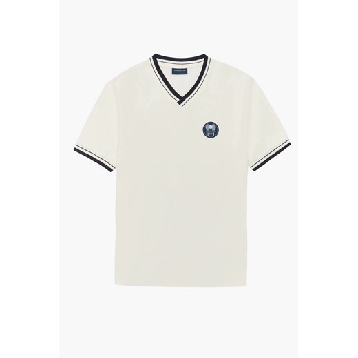 T SHIRT TENNIS CLUB 015 ECRU Z BAWEŁNY TYPU PIKA ze sklepu Recman w kategorii T-shirty męskie - zdjęcie 186531459