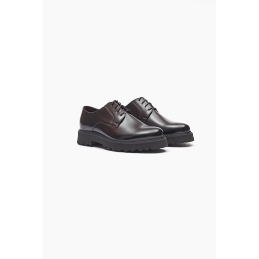 OBUWIE DERBY D6217 BRĄZOWE ZE SKÓRY NATURALNEJ ze sklepu Recman w kategorii Półbuty męskie - zdjęcie 186531988