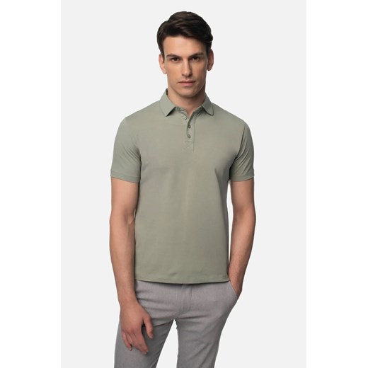KOSZULKA POLO LIERMO ZIELONA 0001 Z BAWEŁNY TYPU JERSEY ze sklepu Recman w kategorii T-shirty męskie - zdjęcie 186532479