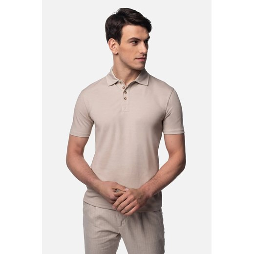 KOSZULKA POLO BLANES1 BEŻOWA Z BAWEŁNY ze sklepu Recman w kategorii T-shirty męskie - zdjęcie 186532497